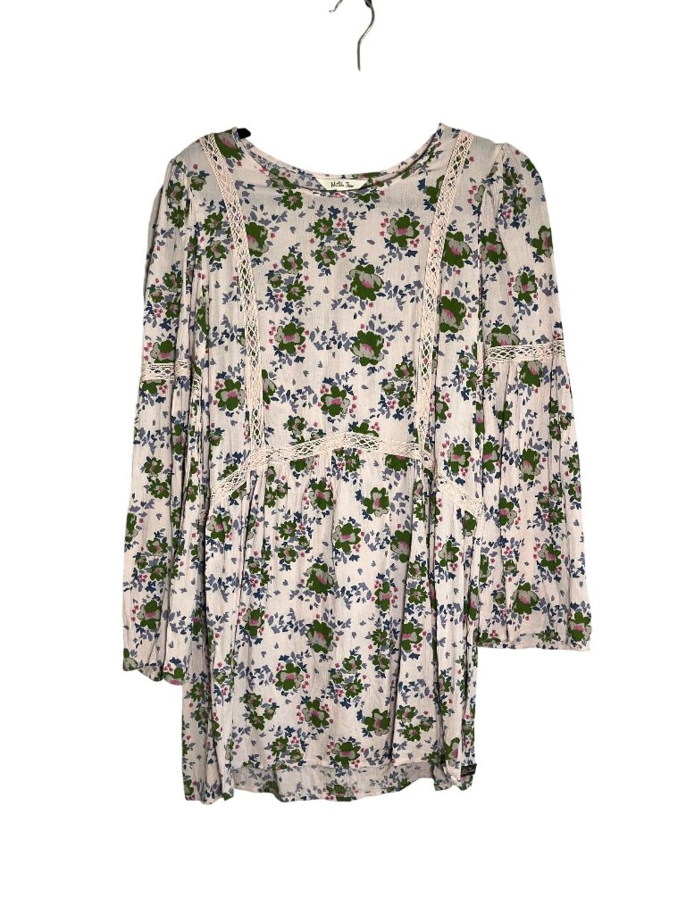 Colorful Floral Tunic Top Pink S Boho Indie Folk Peasant‎ Hippie Festival Artsy